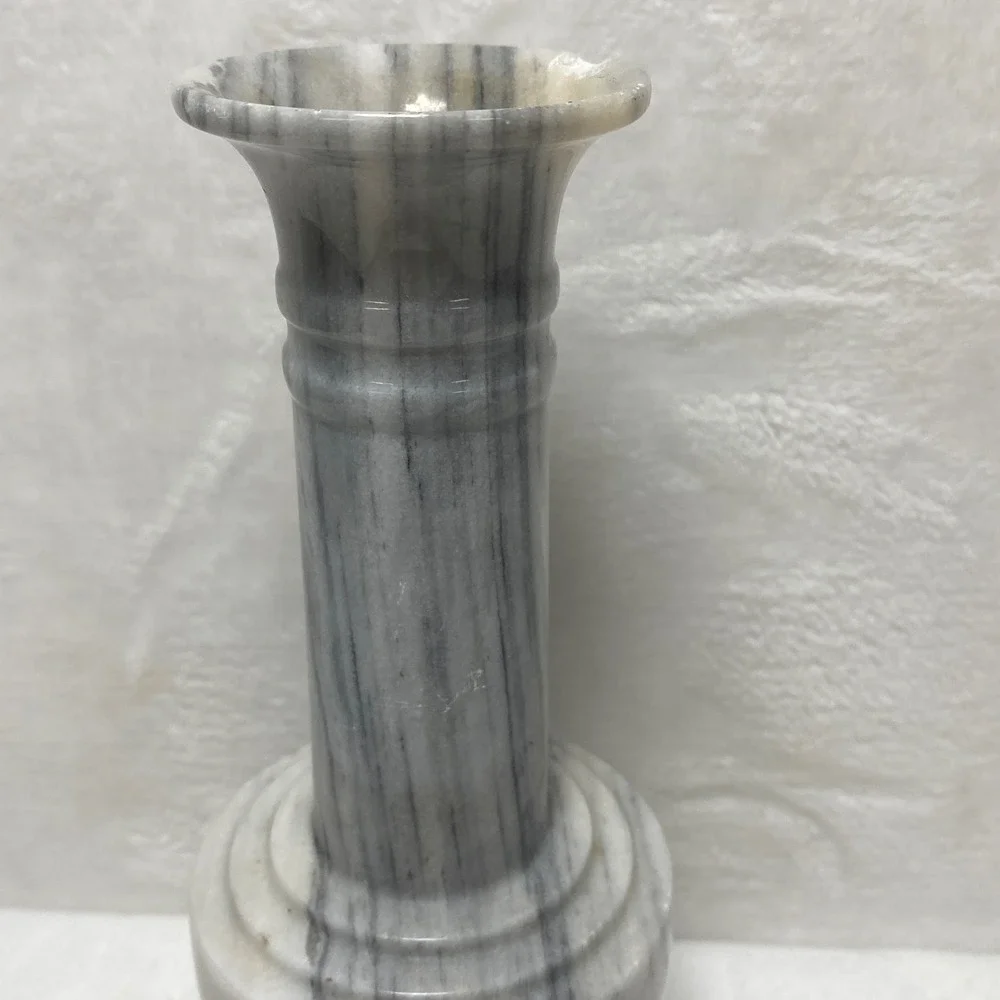 Marble Vase Stone Carved Floral Swirl Design Decorative Tabletop‎ Accent *SEE*